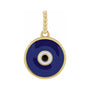 Sapphire Row Gold Enamel Evil Eye Pendant - 10K Yellow Gold