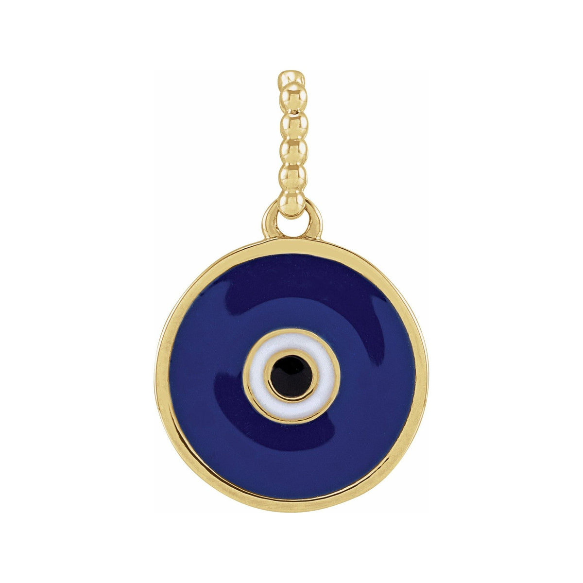 Sapphire Row Gold Enamel Evil Eye Pendant - 14K Yellow Gold