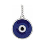 Sapphire Row Gold Enamel Evil Eye Pendant - 14K White Gold