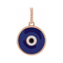 Sapphire Row Gold Enamel Evil Eye Pendant - 10K Rose Gold