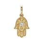 Sapphire Row Natural Diamond Hamsa Pendant - 14K Yellow Gold