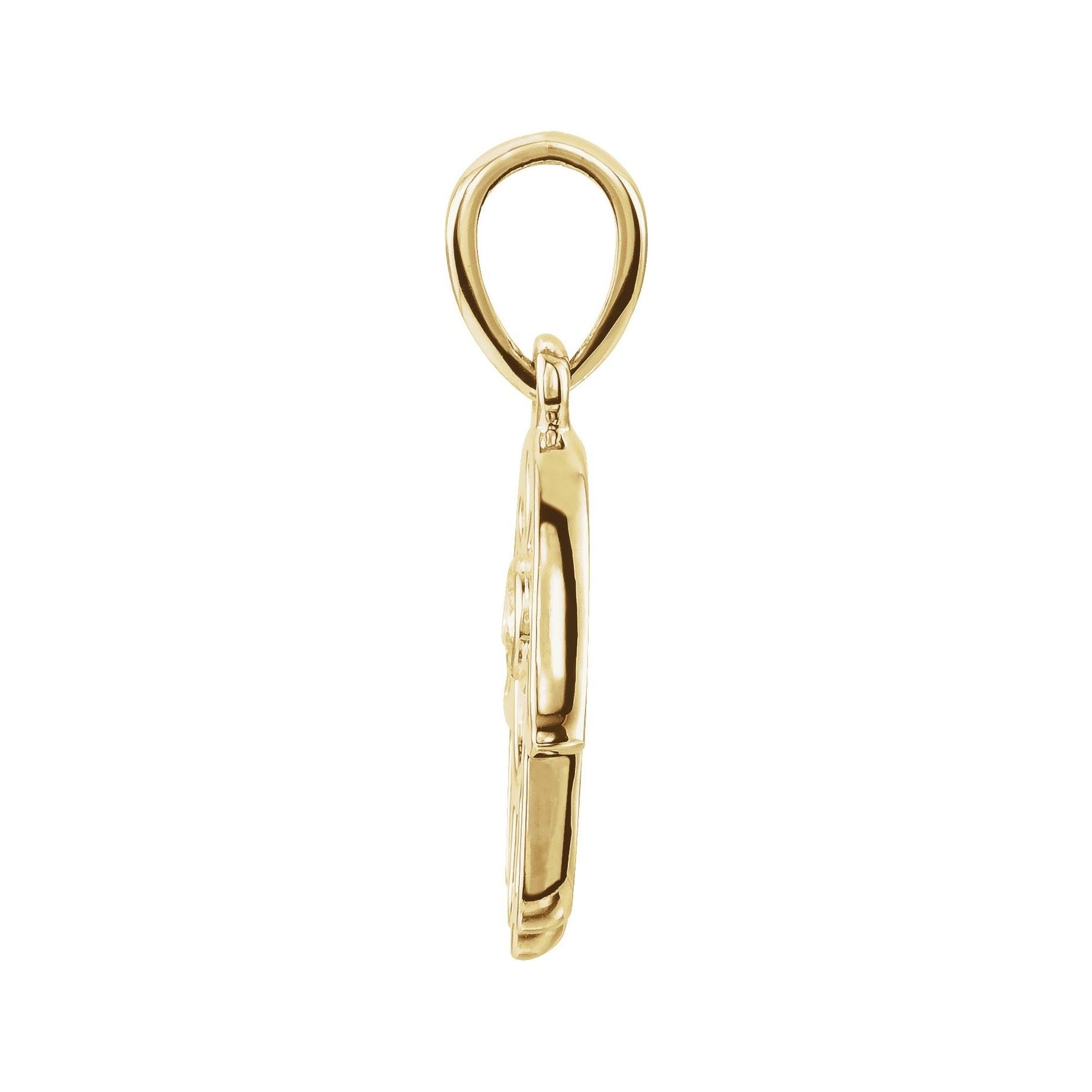 Sapphire Row Natural Diamond Hamsa Pendant - 14K Yellow Gold (view 2)
