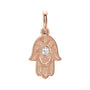 Sapphire Row Natural Diamond Hamsa Pendant - 14K Rose Gold