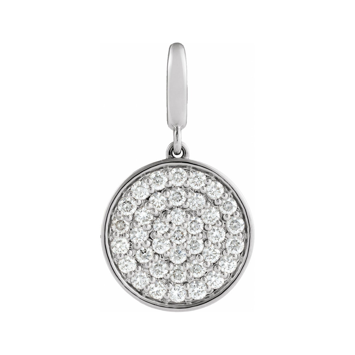 Sapphire Row Natural Diamond Pavé Disc Charm - 14K White Gold