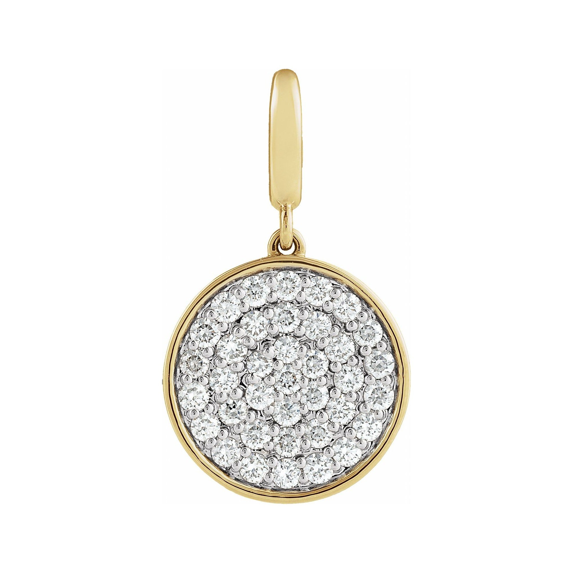 Sapphire Row Natural Diamond Pavé Disc Charm - 14K Yellow Gold