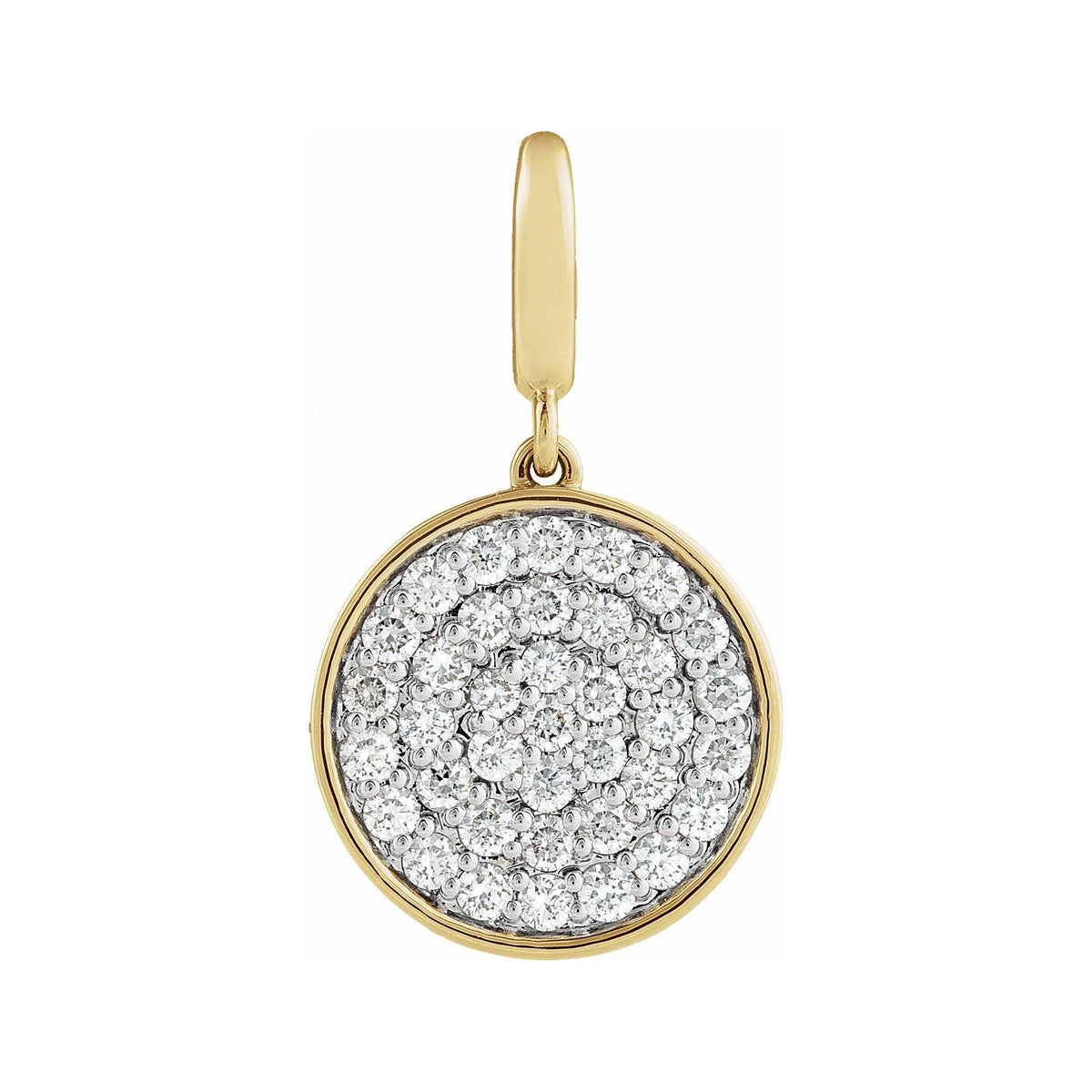 Sapphire Row Natural Diamond Pavé Disc Charm - 14K Yellow Gold