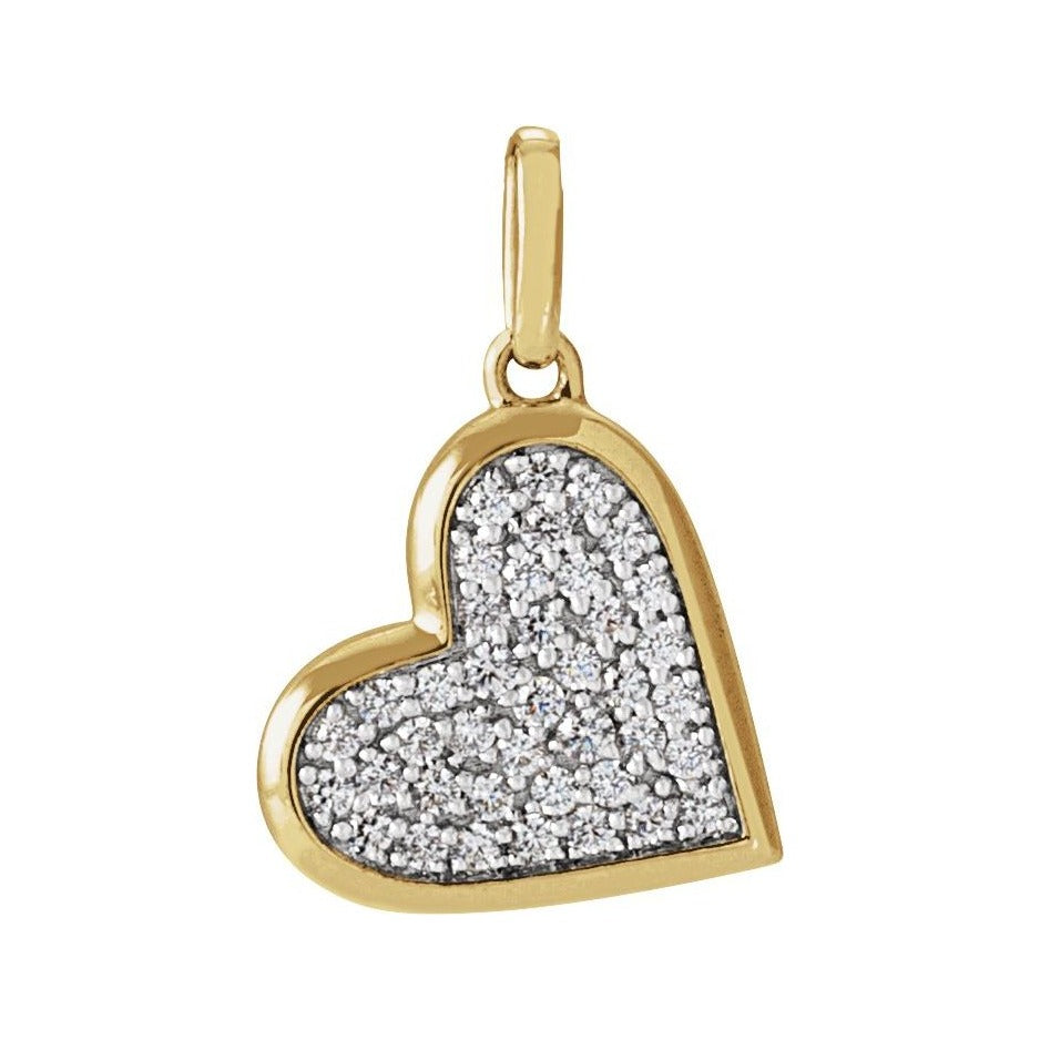 Sapphire Row Natural Diamond Pavé Heart Charm - 14K Yellow Gold