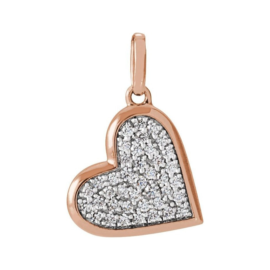 Sapphire Row Natural Diamond Pavé Heart Charm - 14K Rose Gold