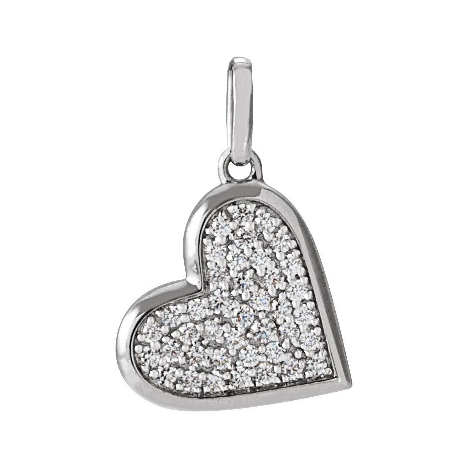Sapphire Row Natural Diamond Pavé Heart Charm - 14K White Gold