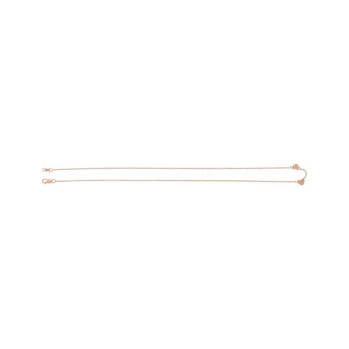 Sapphire Row Gold Heart Station Necklace - 14K Rose Gold, 2 Hearts (view 2)