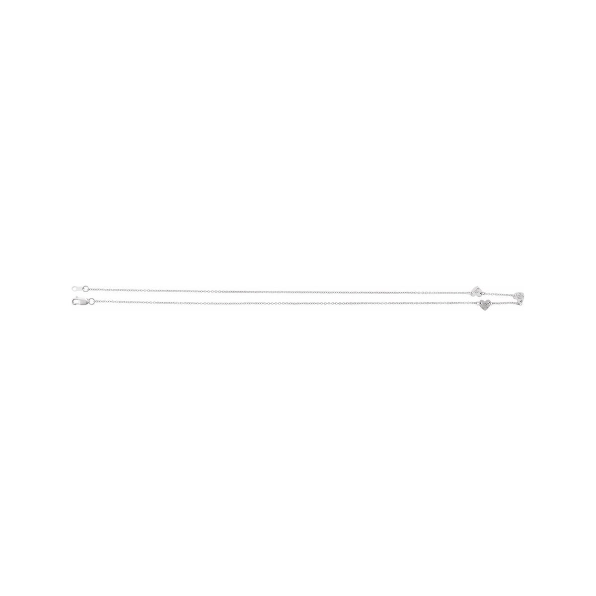 Sapphire Row Gold Heart Station Necklace - Platinum, 3 Hearts (view 2)