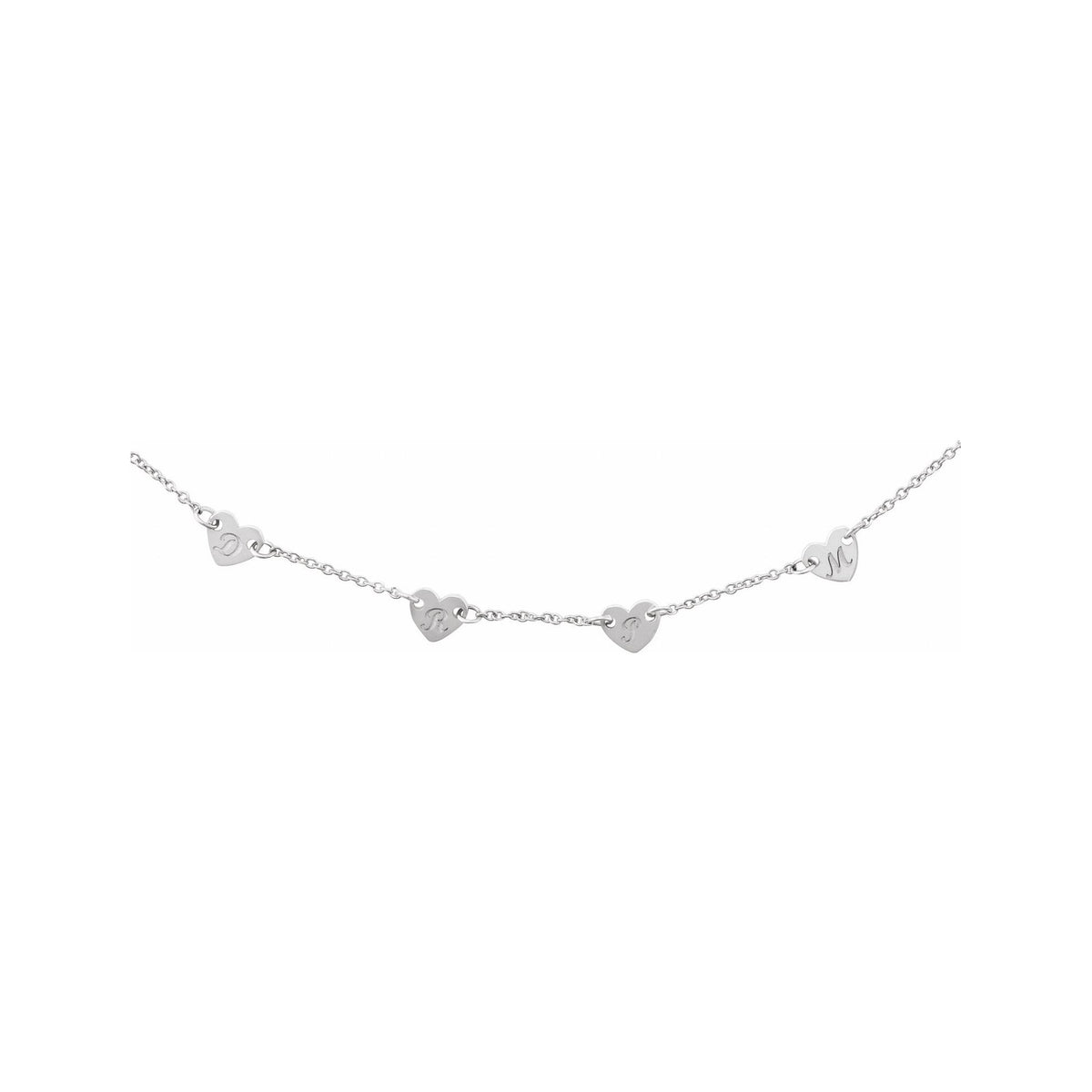 Sapphire Row Gold Heart Station Necklace - Platinum, 4 Hearts (view 2)