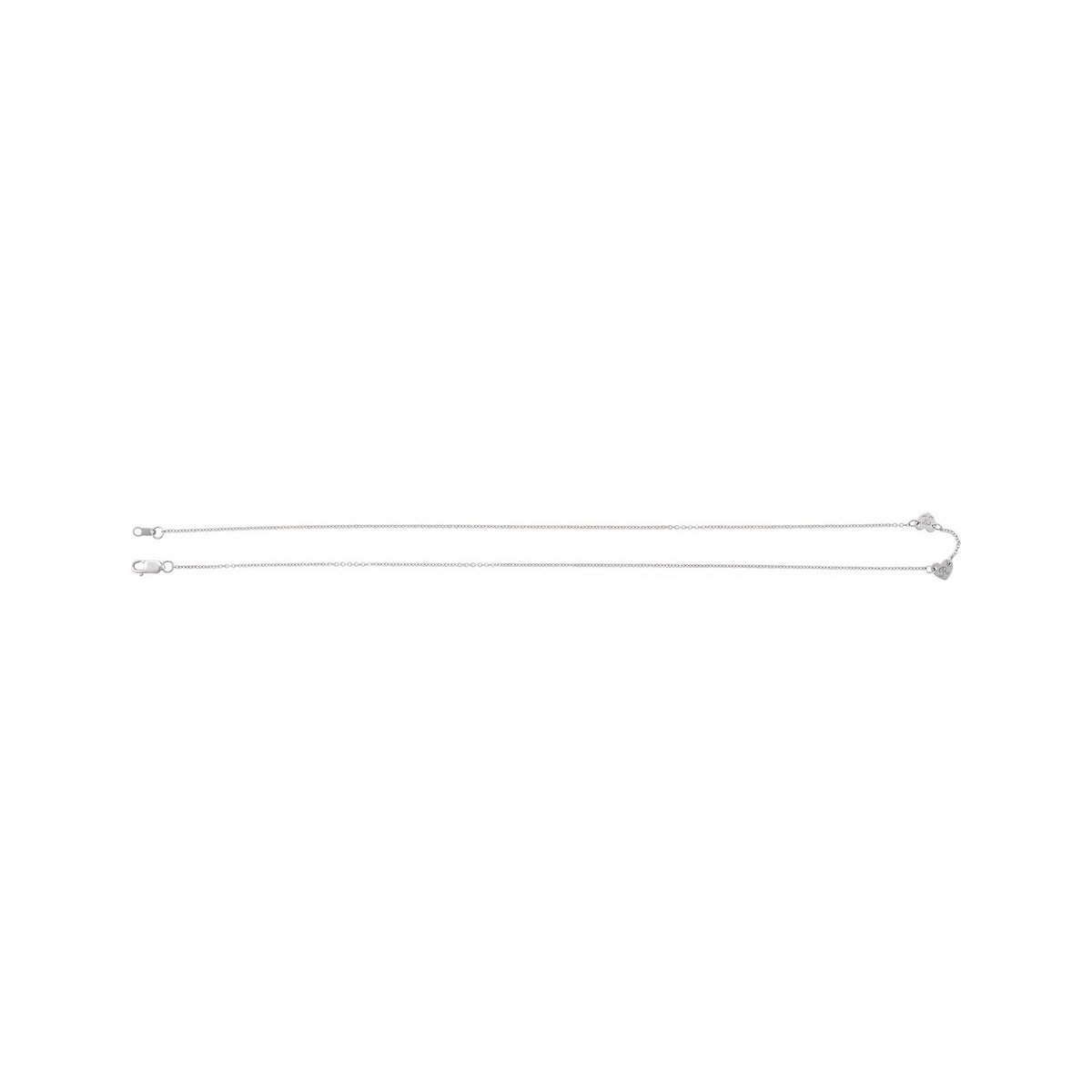 Sapphire Row Gold Heart Station Necklace - 14K White Gold, 2 Hearts (view 2)