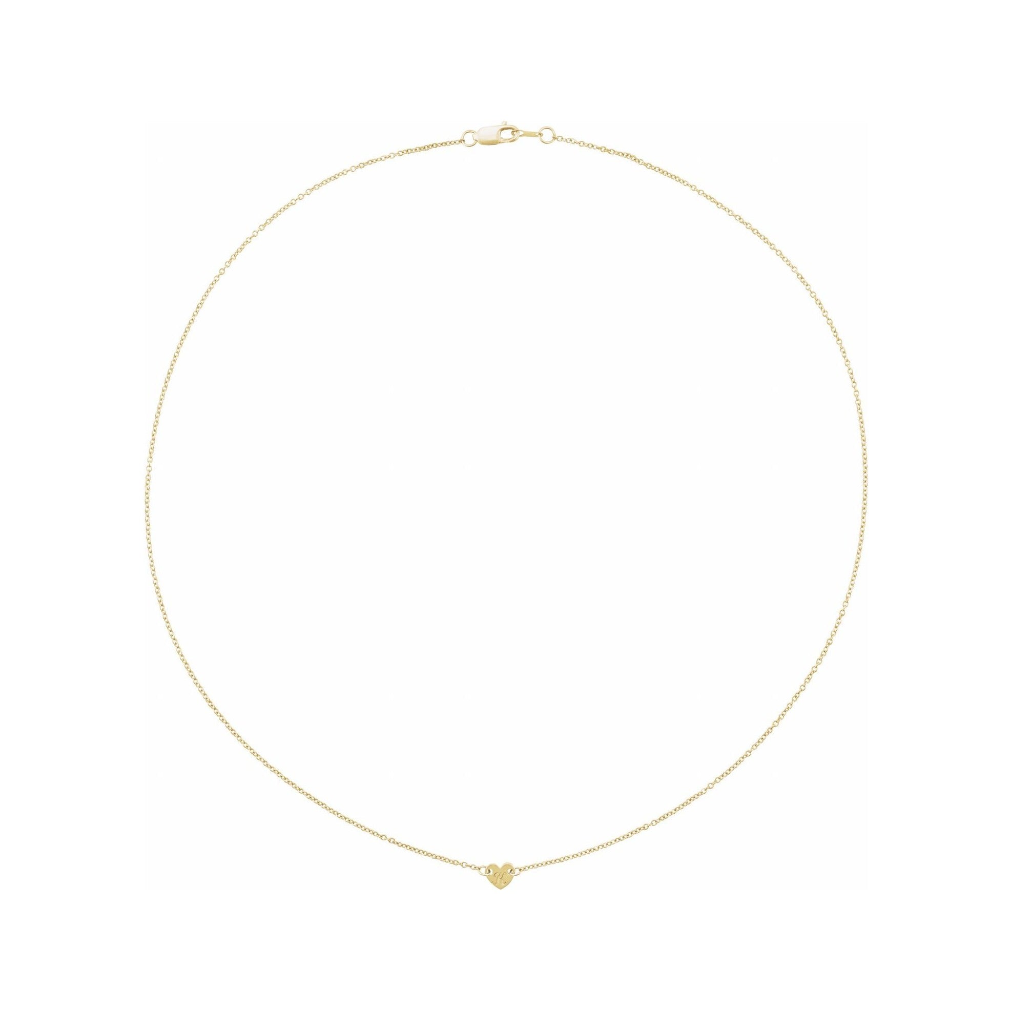 Sapphire Row Gold Heart Station Necklace - 14K Yellow Gold, 1 Heart