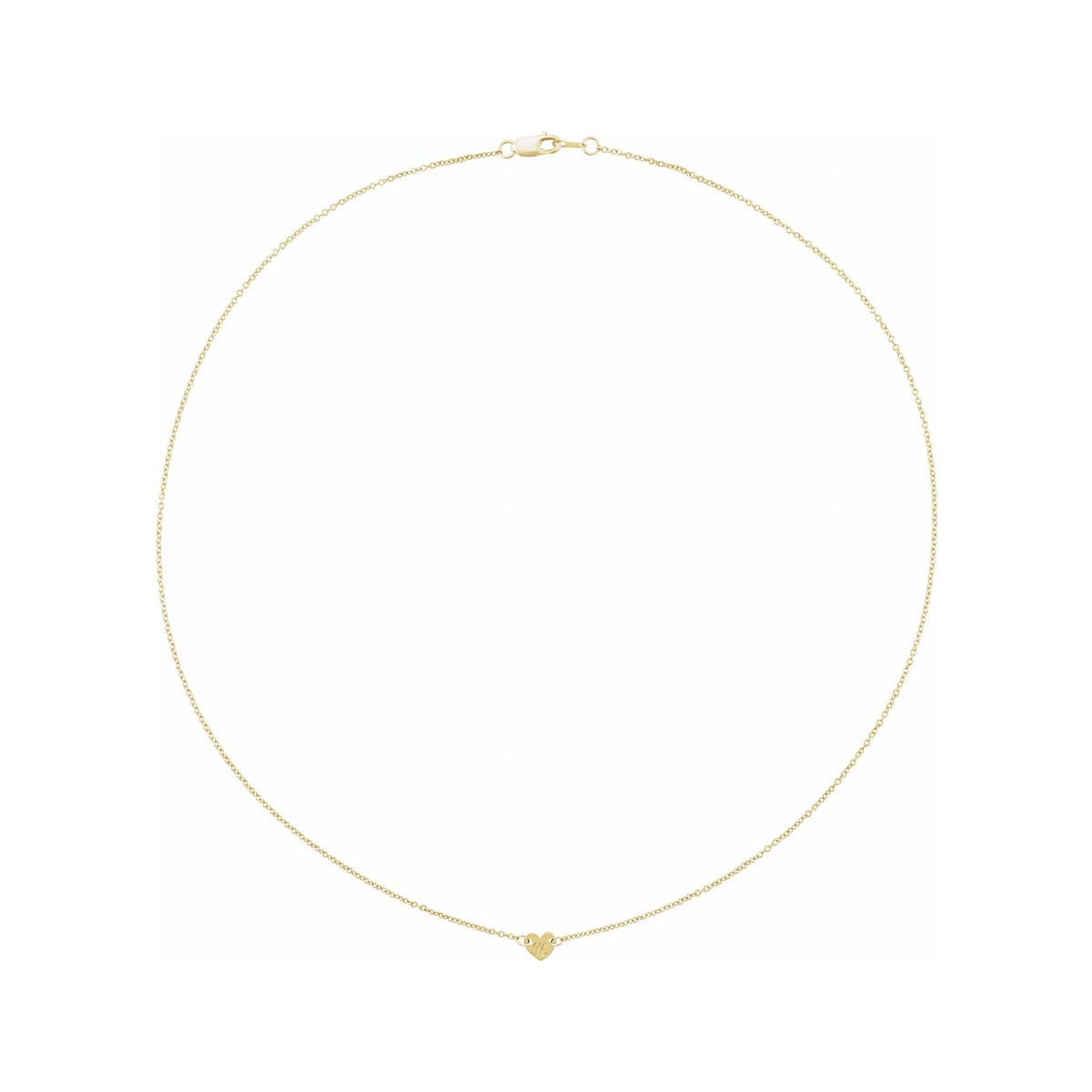 Sapphire Row Gold Heart Station Necklace - 14K Yellow Gold, 1 Heart