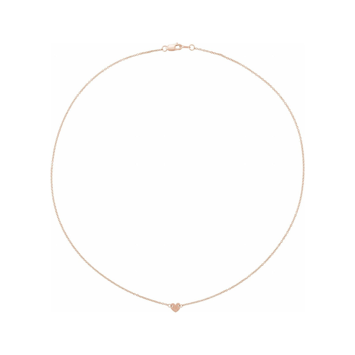 Sapphire Row Gold Heart Station Necklace - 14K Rose Gold, 1 Heart