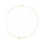 Sapphire Row Gold Heart Station Necklace - 14K Yellow Gold, 2 Hearts