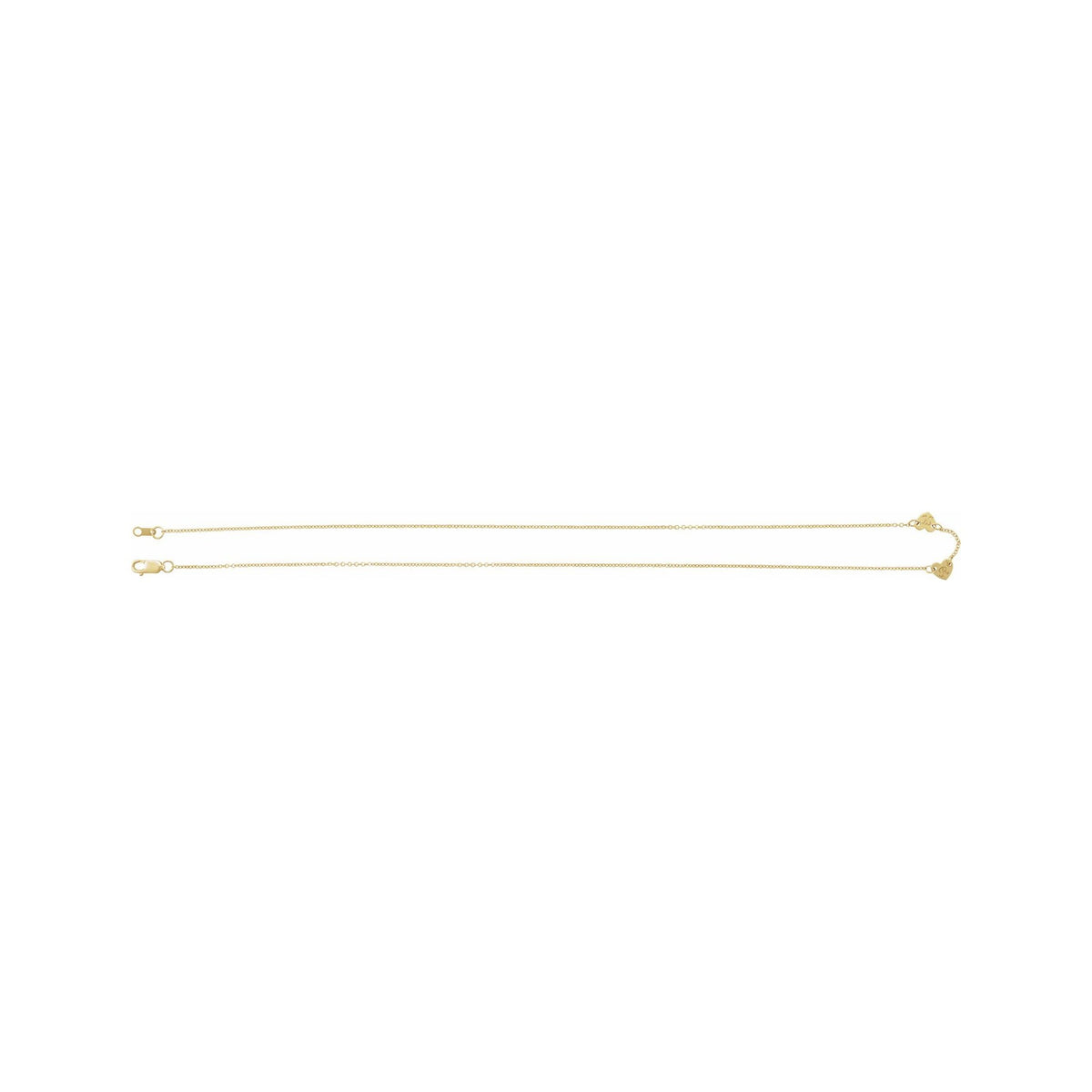 Sapphire Row Gold Heart Station Necklace - 14K Yellow Gold, 2 Hearts (view 2)