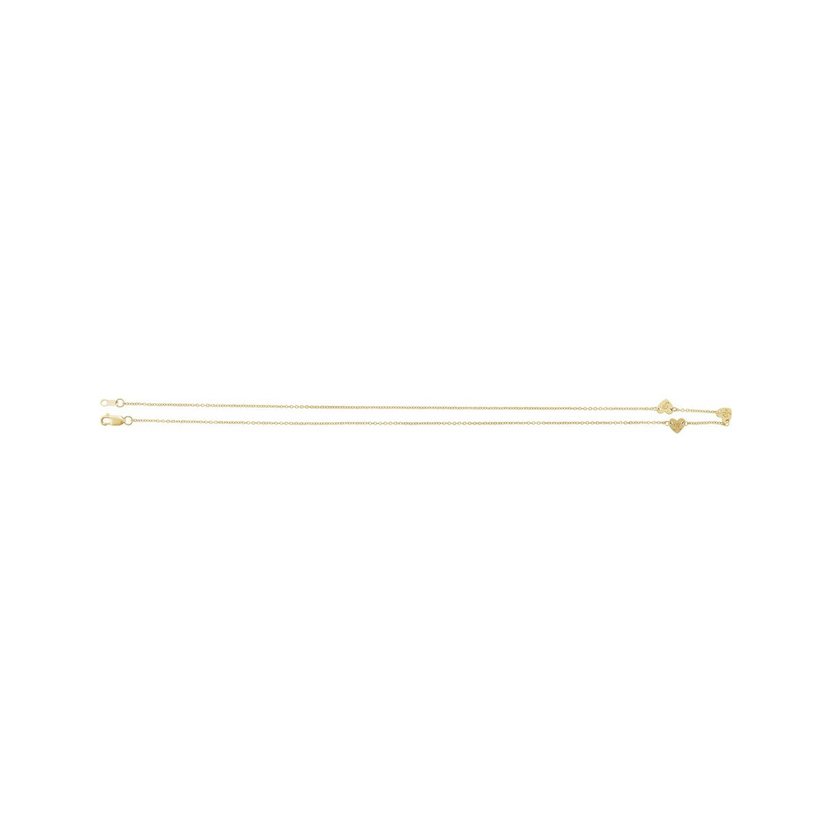 Sapphire Row Gold Heart Station Necklace - 14K Yellow Gold, 3 Hearts (view 2)
