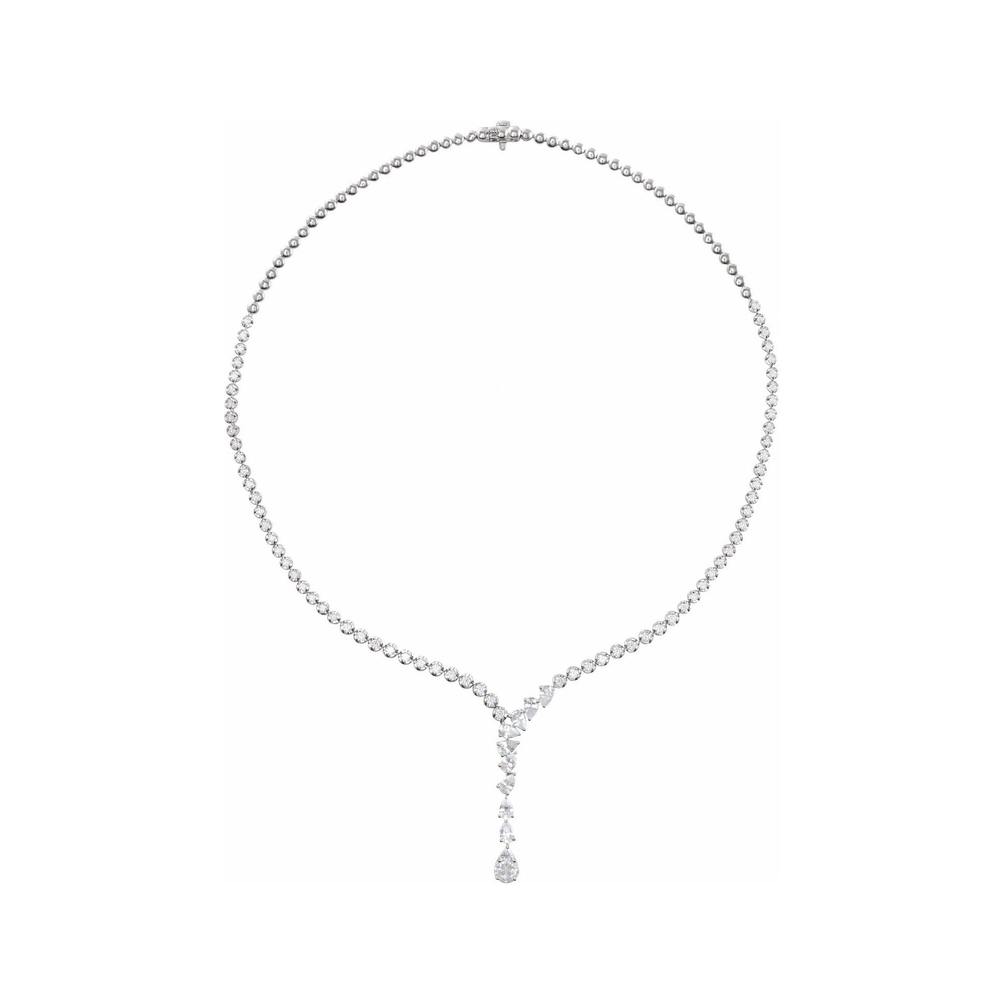 Sapphire Row Lab-Grown Diamond Drop Necklace - 14K White Gold