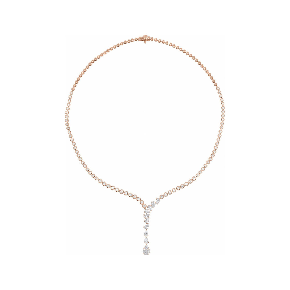 Sapphire Row Lab-Grown Diamond Drop Necklace - 14K Rose Gold