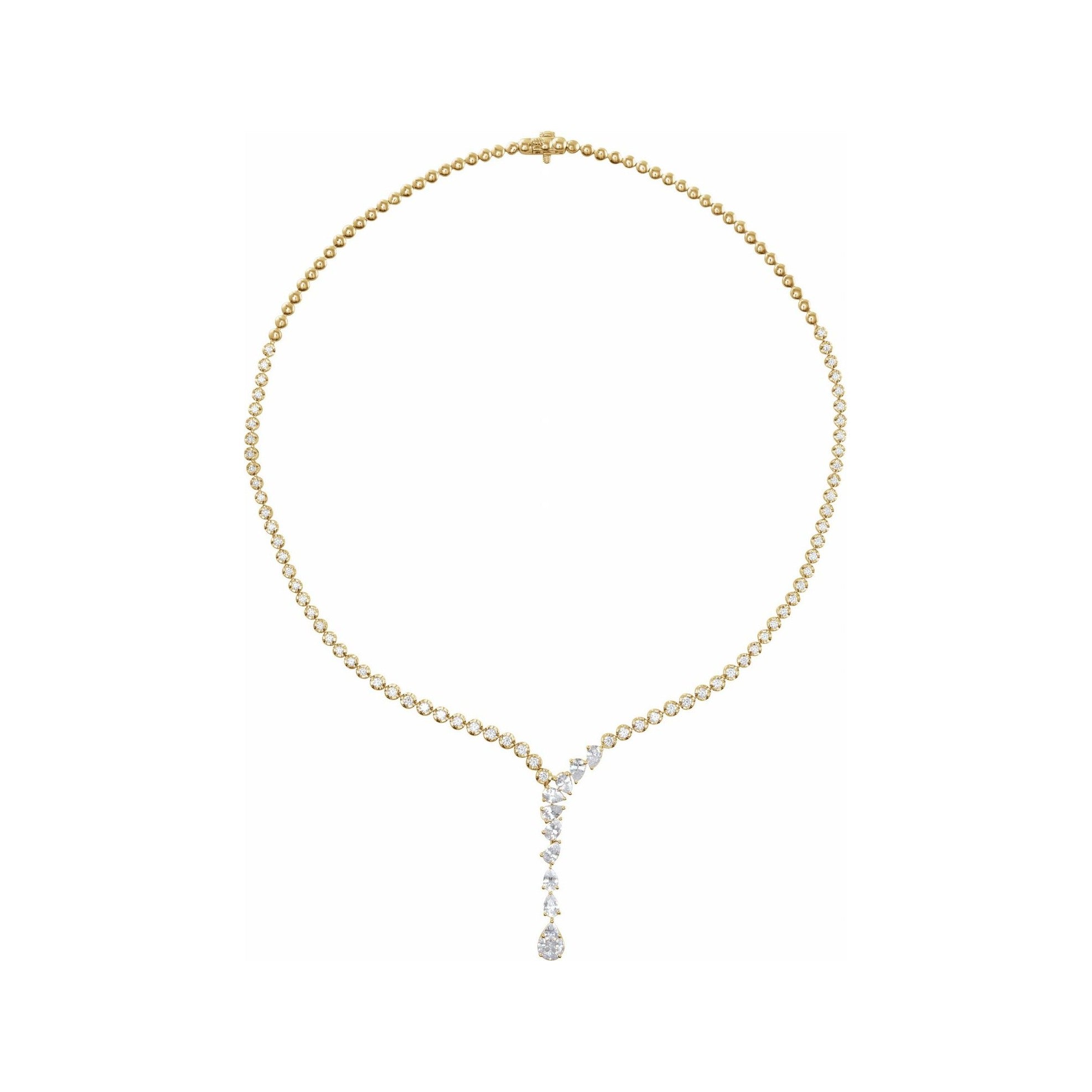 Sapphire Row Lab-Grown Diamond Drop Necklace - 14K Yellow Gold