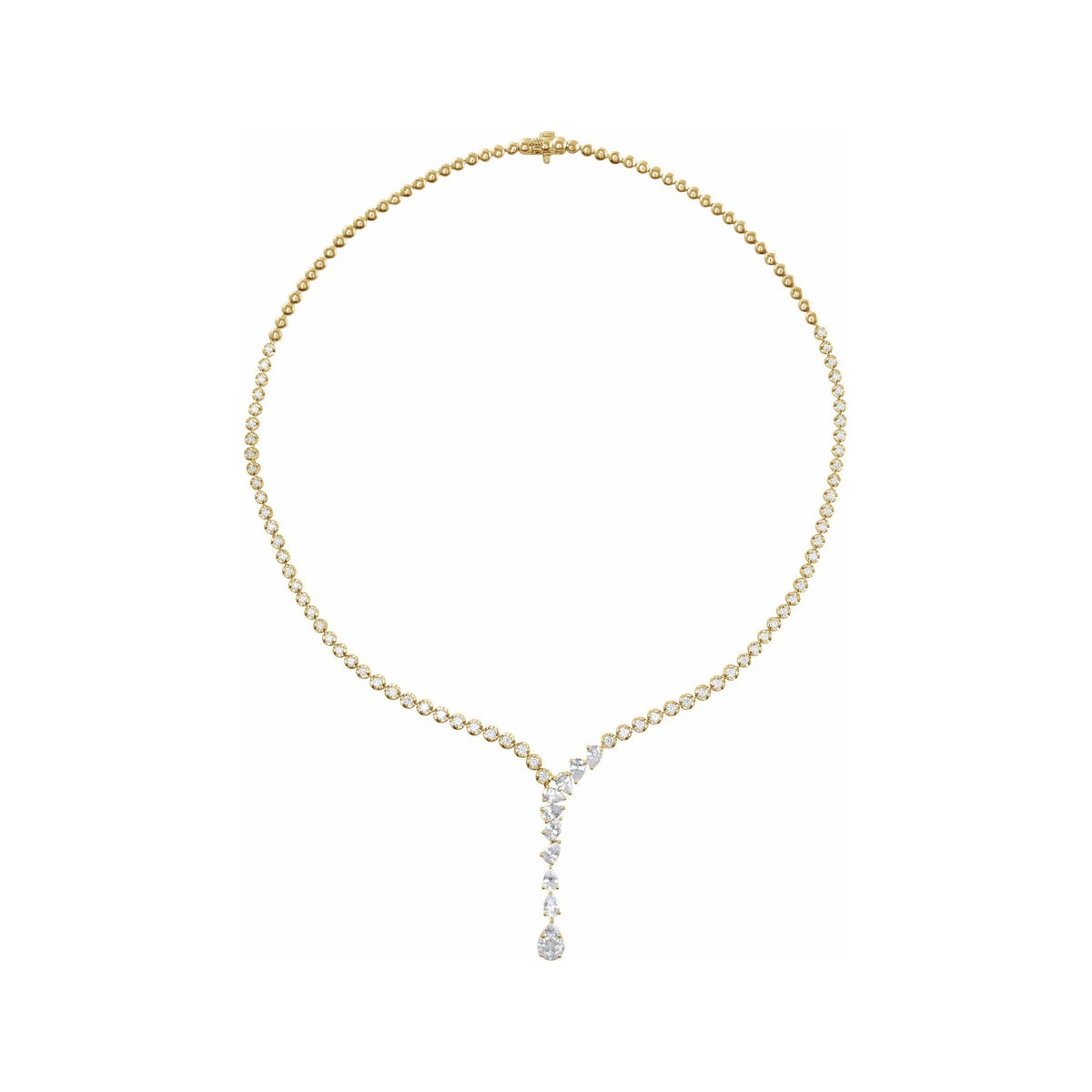 Sapphire Row Lab-Grown Diamond Drop Necklace - 14K Yellow Gold