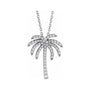 Sapphire Row Natural Diamond Palm Tree Necklace - 14K White Gold