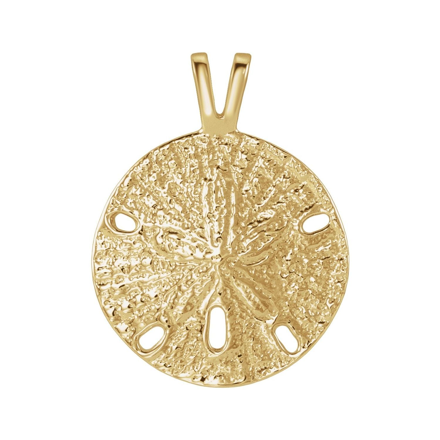 Sapphire Row Gold Sand Dollar Pendant - 10K Yellow Gold
