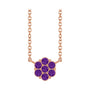 Sapphire Row Natural Gemstone Flower Cluster Necklace - Amethyst, 14K Rose Gold