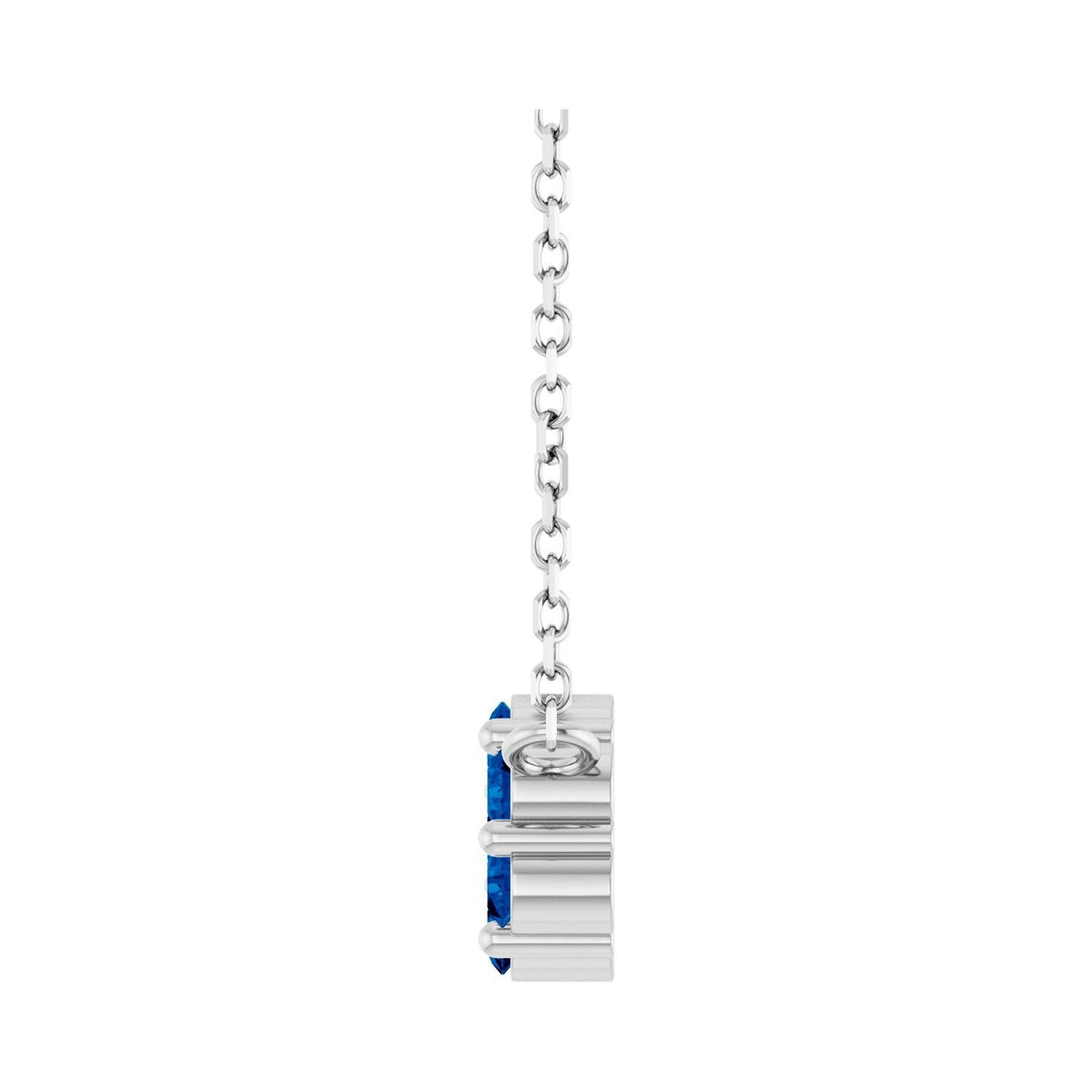 Sapphire Row Natural Gemstone Flower Cluster Necklace - Blue Sapphire, Platinum (view 3)