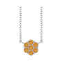 Sapphire Row Natural Gemstone Flower Cluster Necklace - Citrine, 14K White Gold