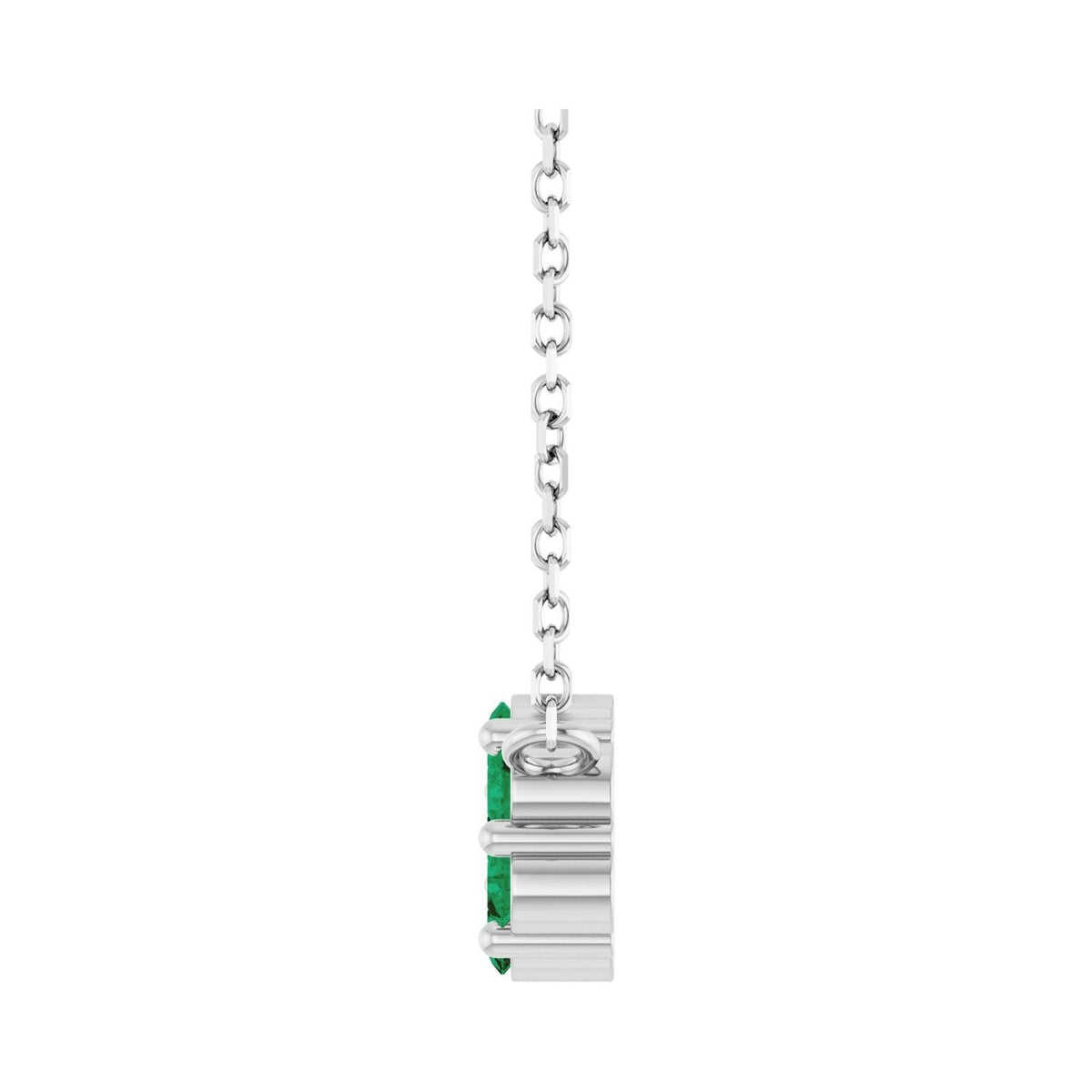 Sapphire Row Natural Gemstone Flower Cluster Necklace - Emerald, 14K White Gold (view 3)