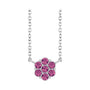 Sapphire Row Natural Gemstone Flower Cluster Necklace - Pink Tourmaline, 14K White Gold