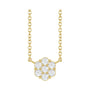 Sapphire Row Natural Gemstone Flower Cluster Necklace - White Sapphire, 14K Yellow Gold