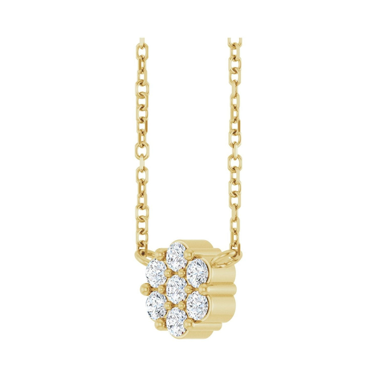 Sapphire Row Natural Gemstone Flower Cluster Necklace - White Sapphire, 14K Yellow Gold (view 2)