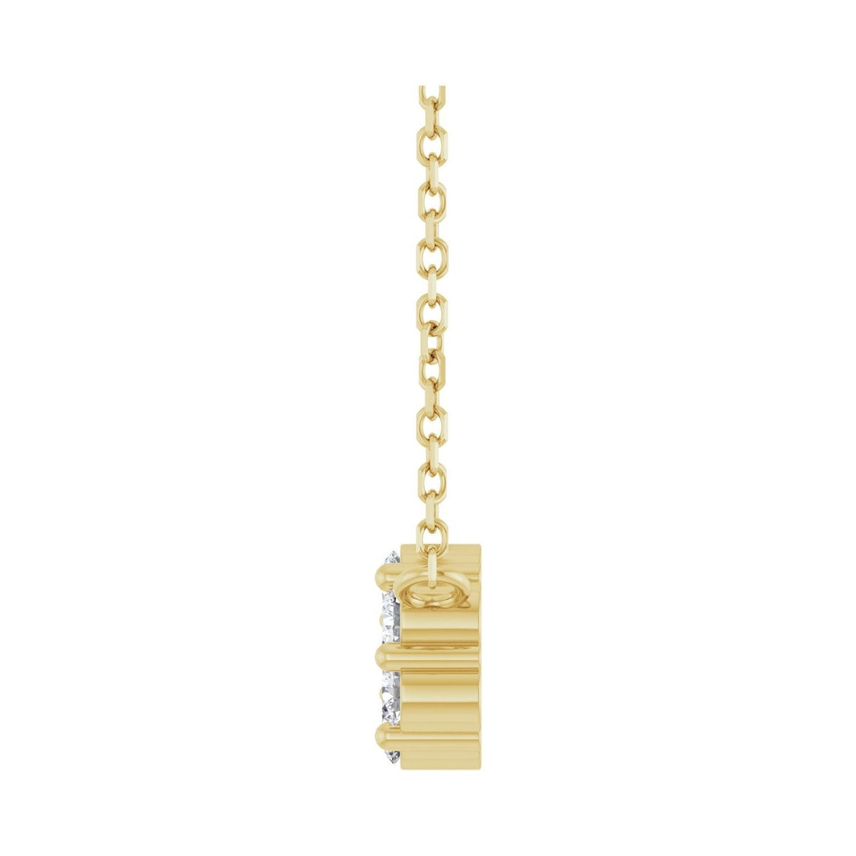 Sapphire Row Natural Gemstone Flower Cluster Necklace - White Sapphire, 14K Yellow Gold (view 3)