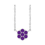 Sapphire Row Natural Gemstone Flower Cluster Necklace - Amethyst, 14K White Gold