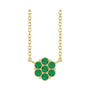 Sapphire Row Natural Gemstone Flower Cluster Necklace - Emerald, 14K Yellow Gold