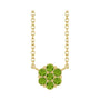 Sapphire Row Natural Gemstone Flower Cluster Necklace - Peridot, 14K Yellow Gold