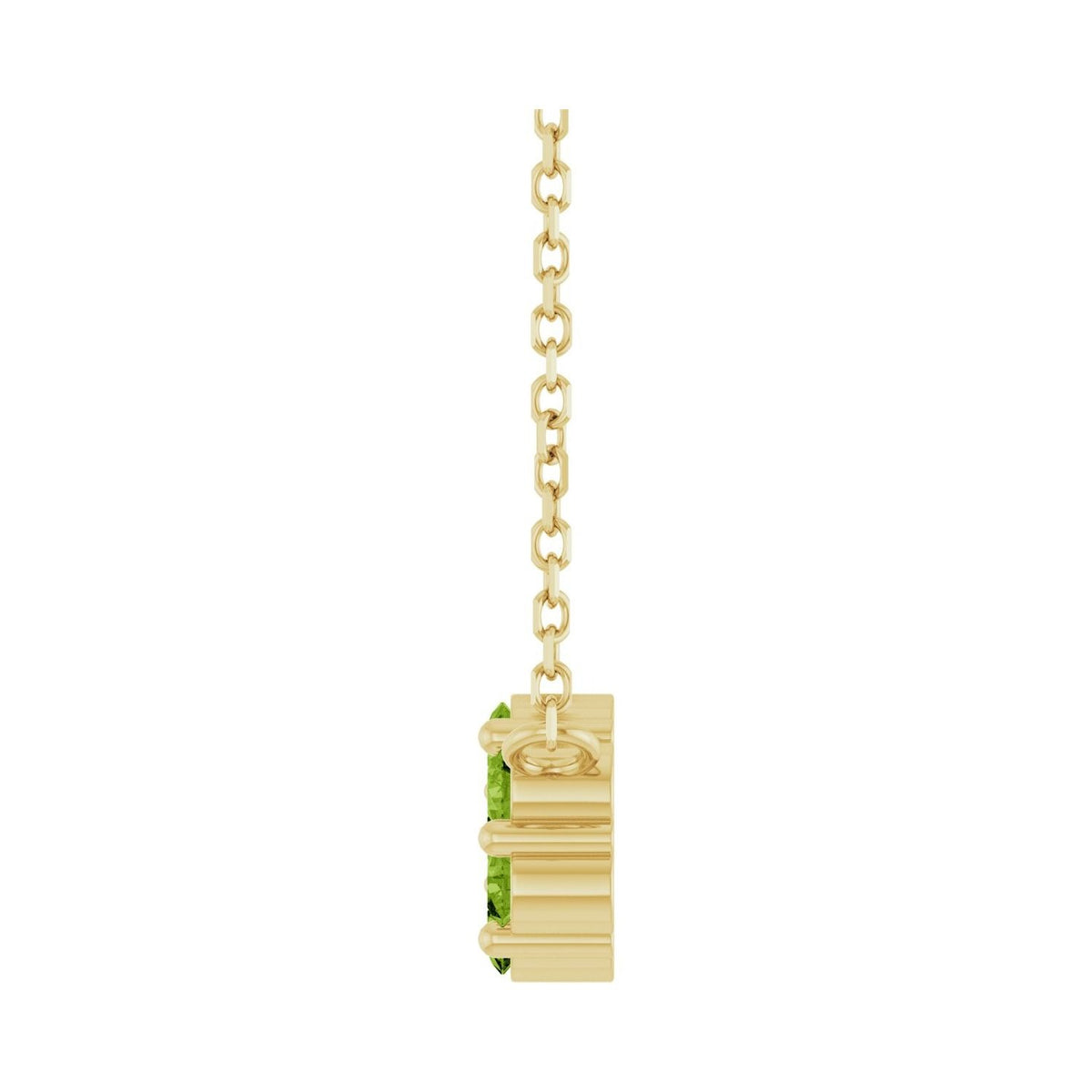 Sapphire Row Natural Gemstone Flower Cluster Necklace - Peridot, 14K Yellow Gold (view 3)