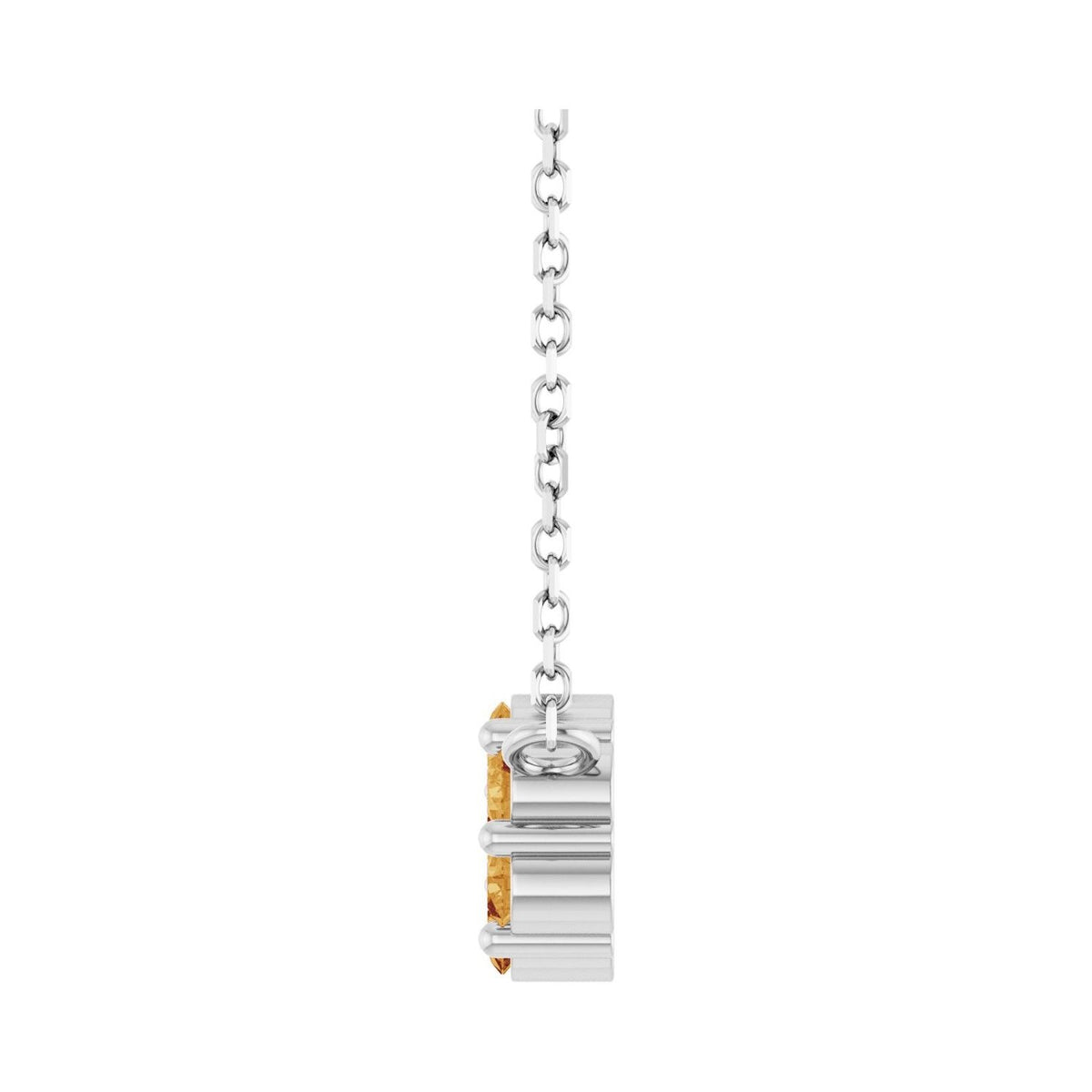 Sapphire Row Natural Gemstone Flower Cluster Necklace - Citrine, Platinum (view 3)