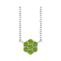Sapphire Row Natural Gemstone Flower Cluster Necklace - Peridot, Platinum