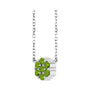 Sapphire Row Natural Gemstone Flower Cluster Necklace - Peridot, Platinum (view 2)
