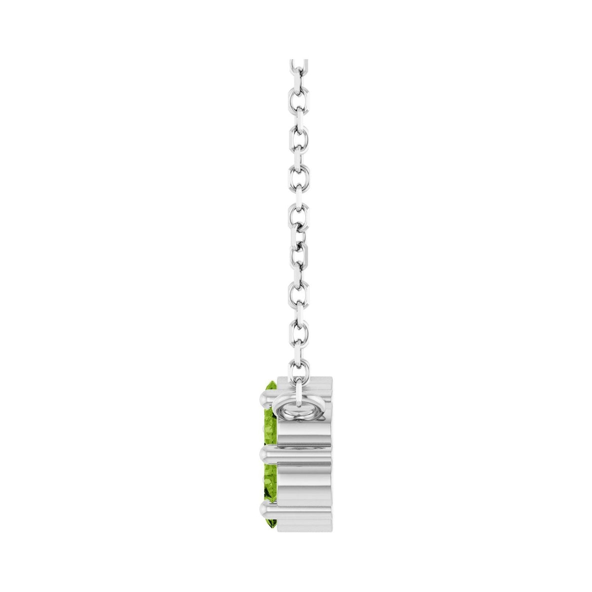 Sapphire Row Natural Gemstone Flower Cluster Necklace - Peridot, Platinum (view 3)