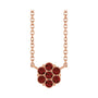 Sapphire Row Natural Gemstone Flower Cluster Necklace - Mozambique Garnet, 14K Rose Gold