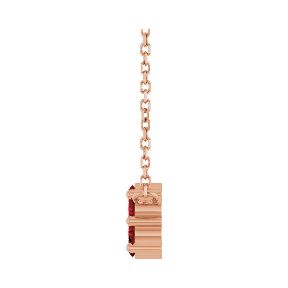 Sapphire Row Natural Gemstone Flower Cluster Necklace - Mozambique Garnet, 14K Rose Gold (view 3)
