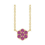 Sapphire Row Natural Gemstone Flower Cluster Necklace - Pink Tourmaline, 14K Yellow Gold