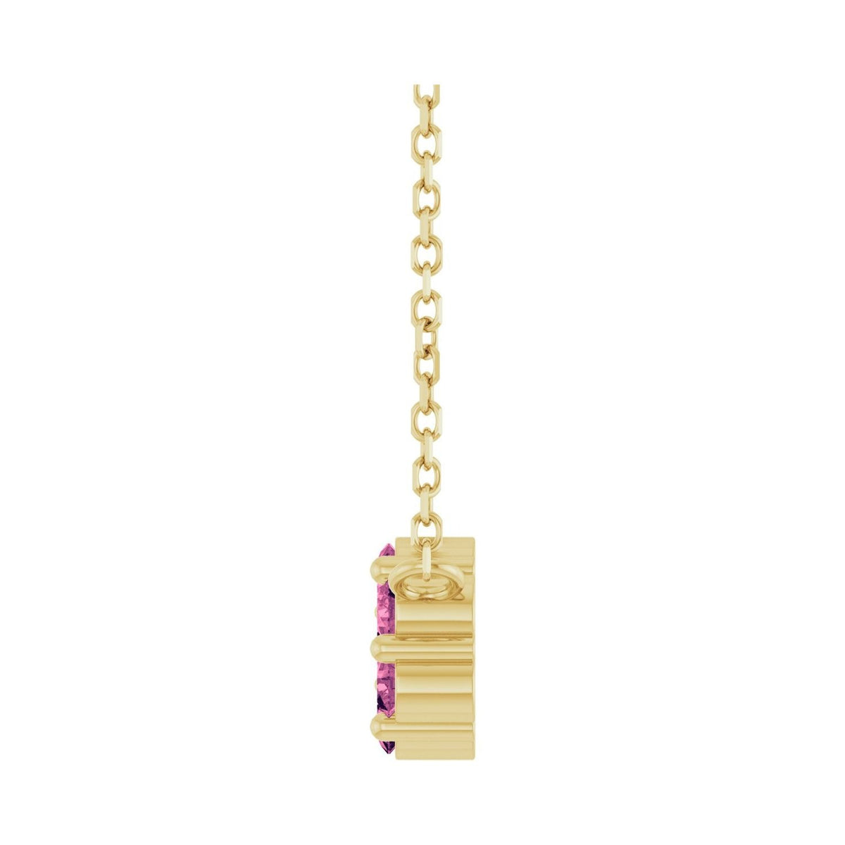 Sapphire Row Natural Gemstone Flower Cluster Necklace - Pink Tourmaline, 14K Yellow Gold (view 3)