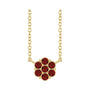 Sapphire Row Natural Gemstone Flower Cluster Necklace - Mozambique Garnet, 14K Yellow Gold